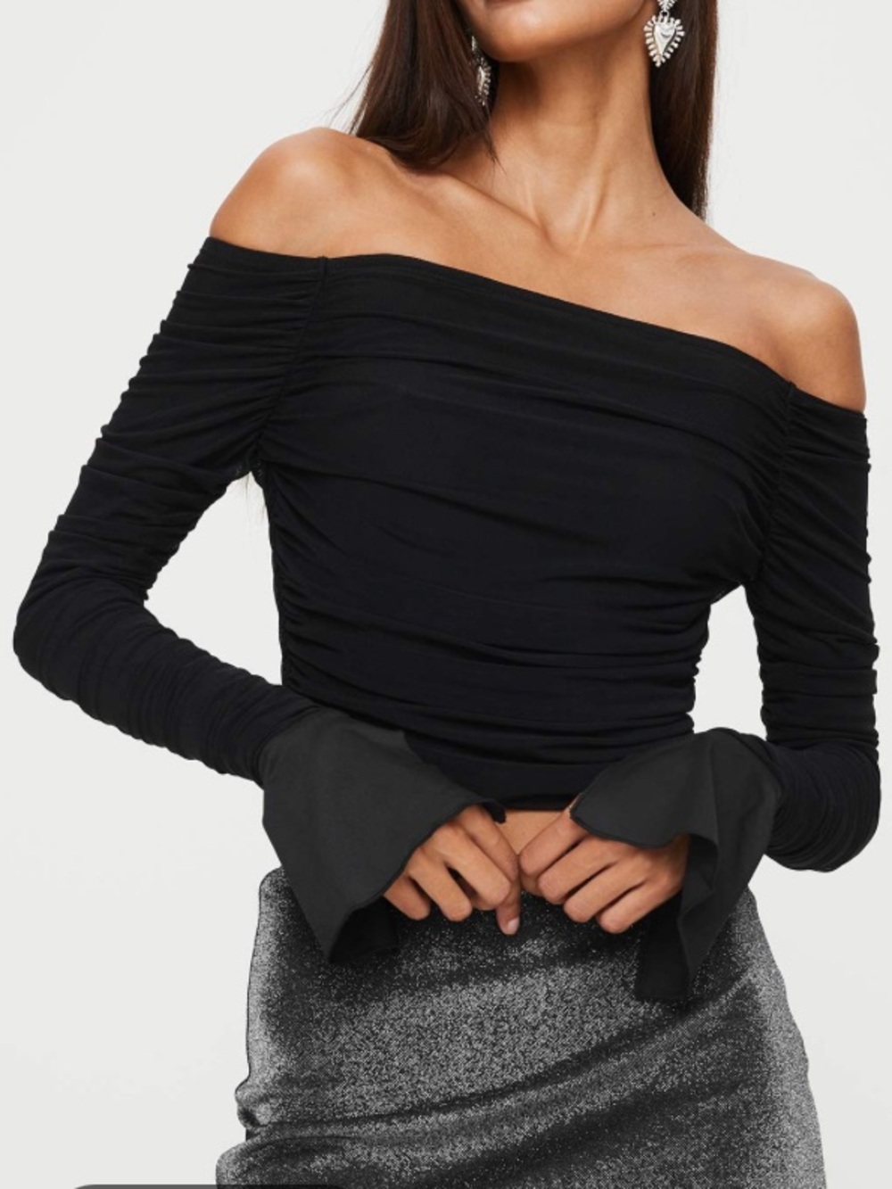 Princess Polly Moreno Off-Shoulder Bandeau Top Black
